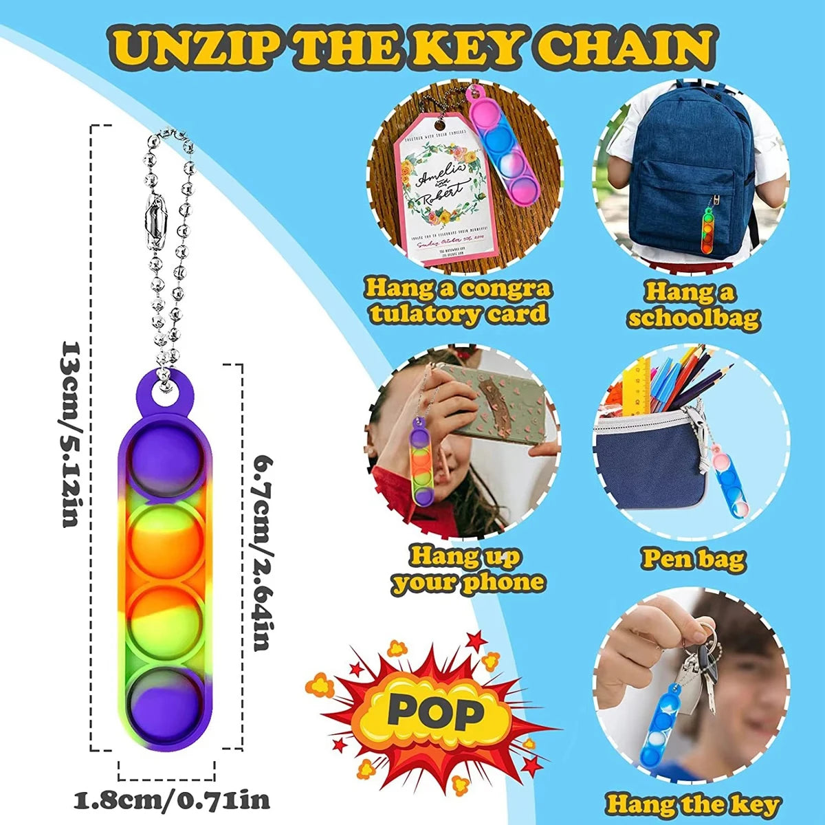 24/150Pcs Mini Pop Fidget Toy Pack Kit Keychain Stress Relief Hand Toys Party Favors Office Desk Toy for Kids Adults Brinquedos