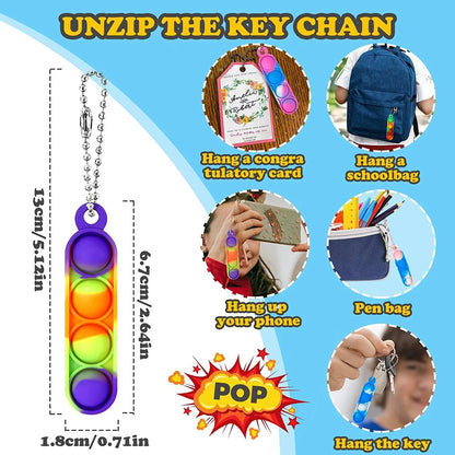 24/150Pcs Mini Pop Fidget Toy Pack Kit Keychain Stress Relief Hand Toys Party Favors Office Desk Toy for Kids Adults Brinquedos