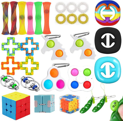 30 Pack Sensory Toys Set, Fidget Packs Relieves Stress and Anxiety Fidget Toy for Children Adults, Special Toys Assortment for Birthday Party Favors, Classroom Rewards Prizes, Carnival