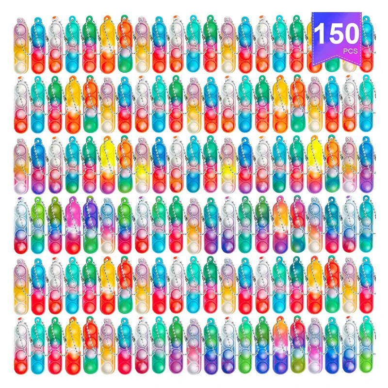 24/150Pcs Mini Pop Fidget Toy Pack Kit Keychain Stress Relief Hand Toys Party Favors Office Desk Toy for Kids Adults Brinquedos