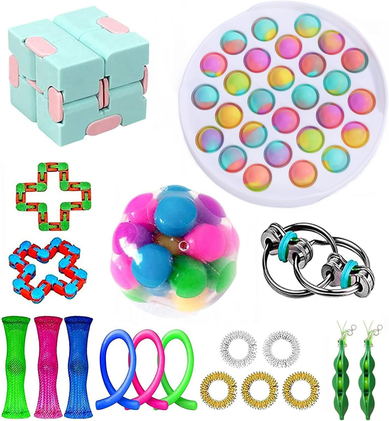 WOAILUO Fidget Toys Pack 2022 Pop Toys Box Set,Cheap Sensory Fidget Toys Pack Figet Toys Pack Figit Toys,Autism Special Needs Silicone Stress Reliever Toy(21Pcsc)