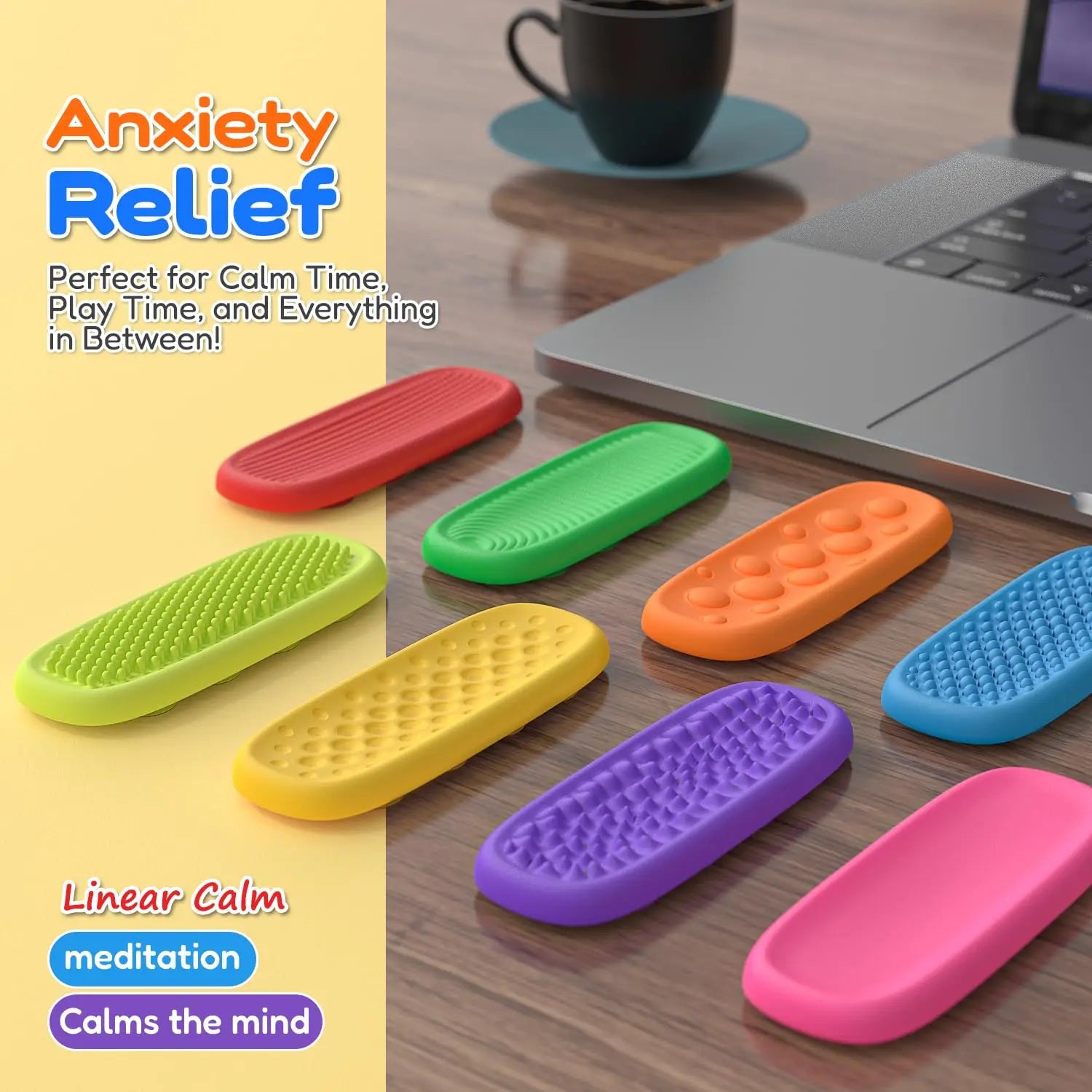 8Pcs EDC Fidget Bar Silicone Sensory Stone Antistress Sensory Fidget Toys for Autism Stress Relief Toy for Kids Adults